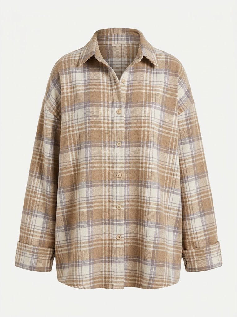 Women’s Oversized Flannel Shirt – Soft Button-Up Layer for Streetwear and Casual Days