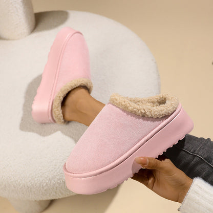 Soft pink plush cuff slipper