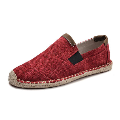 Men’s Lightweight Canvas Espadrille Loafers – Slip-On Summer Shoes with Woven Rope Sole and Elastic Inserts