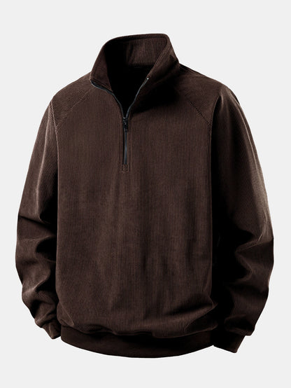 Men’s Corduroy Quarter-Zip Sweatshirt – Relaxed Raglan Pullover for Cooler Days