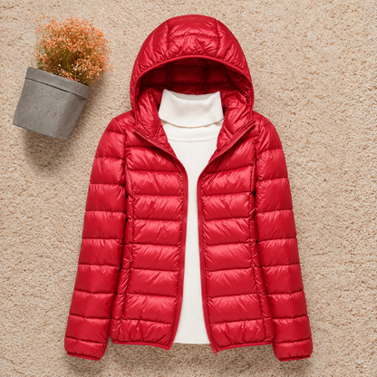 Men’s Lightweight Down Jacket – Packable Hooded Puffer with Zip Pockets