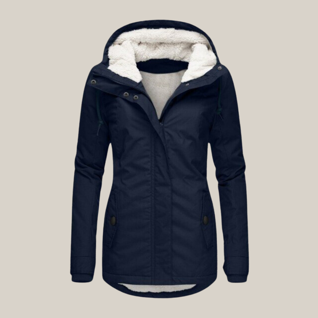 Women’s Parka – Teddy-Lined Hooded Coat with Two-Way Zip