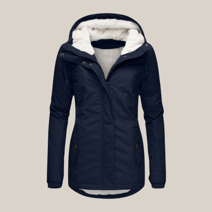 Women’s Parka – Teddy-Lined Hooded Coat with Two-Way Zip