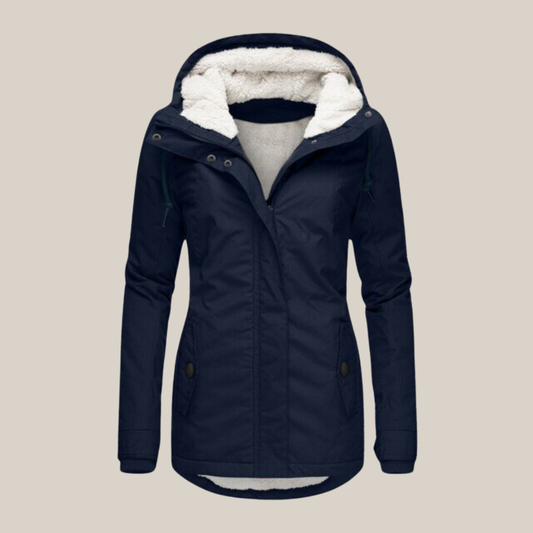 Women’s Parka – Teddy-Lined Hooded Coat with Two-Way Zip