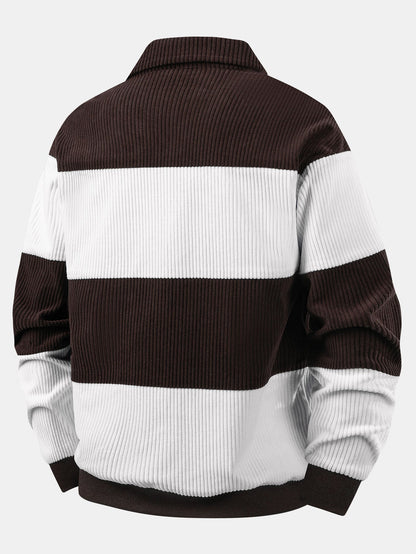 Men’s Corduroy Polo Sweatshirt – Relaxed Retro Layer for Autumn and Winter