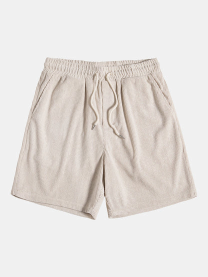 Men’s Corduroy Long-Sleeve Shirt and Shorts Set – Textured Transitional Casualwear