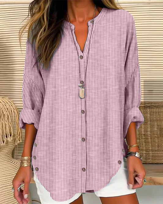 Women’s Relaxed Longline Button-Up Blouse – Casual Summer Top for Everyday Wear