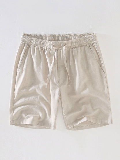 Men’s Textured Waffle Resort Set – Button Shirt with Linen Cotton Drawstring Shorts