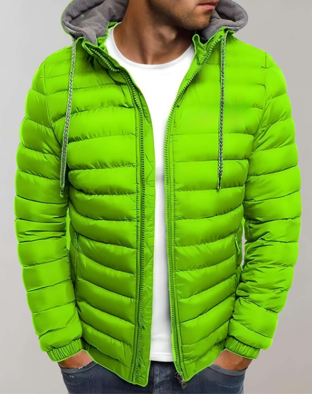 Men’s Lightweight Hooded Puffer Jacket – Quilted Zip Layer for Transitional Wear