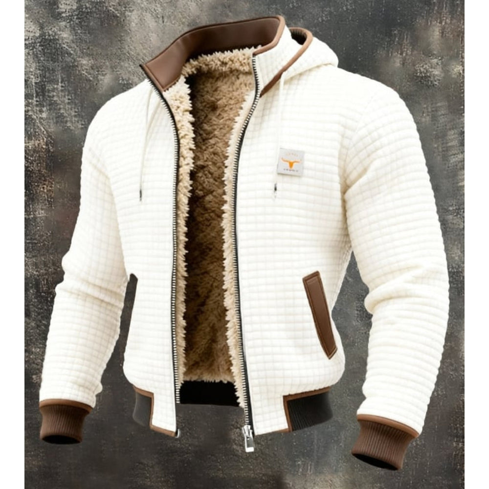 Men’s Thermal Fleece Winter Jacket – Quilted Hooded Zip-Up Coat with Sherpa Lining and Wind-Resistant Finish