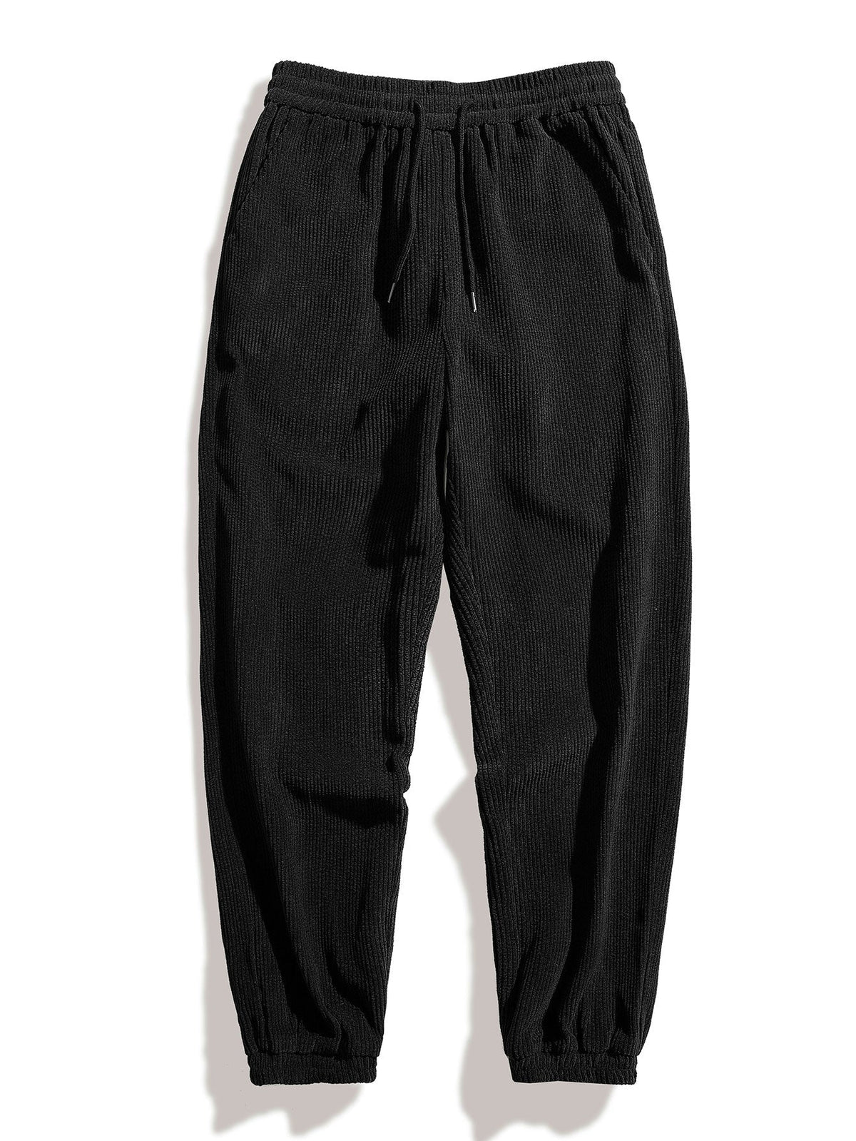 Men’s Corduroy Two-Piece Outfit – Printed Shirt and Drawstring Joggers for Autumn