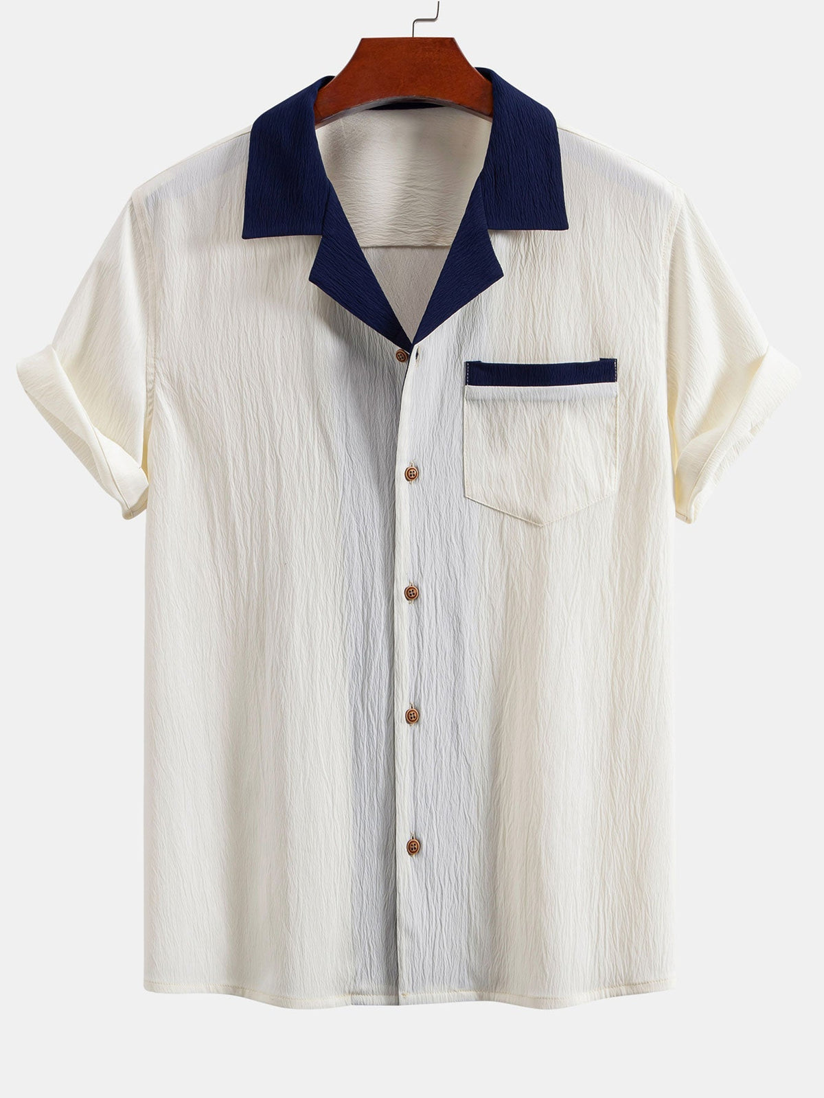Men’s Crinkle Cuban Collar Co-Ord – Lightweight Shirt and Drawstring Shorts