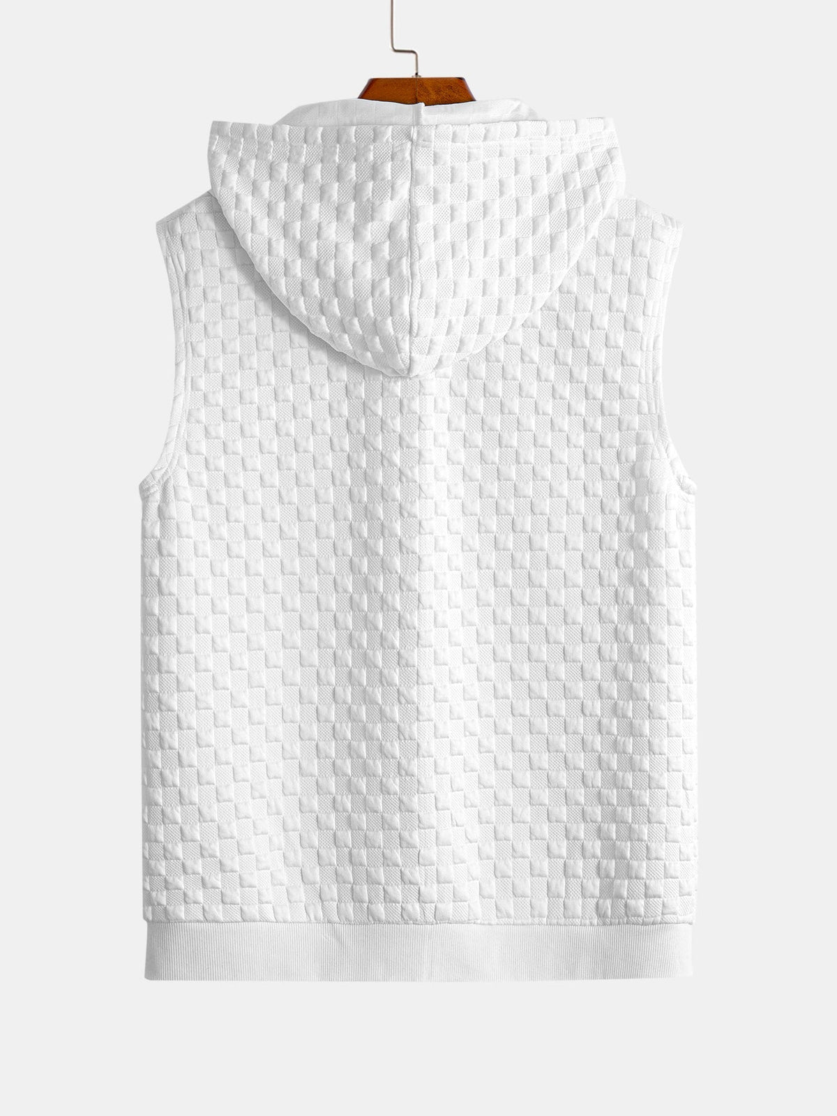 Men’s Sleeveless Hooded Vest Tracksuit – Textured Jogger Co-Ord for Streetwear