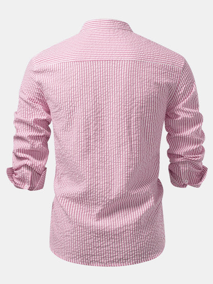 Men’s Stand Collar Seersucker Shirt Multipack – Three Regular-Fit Everyday Layers