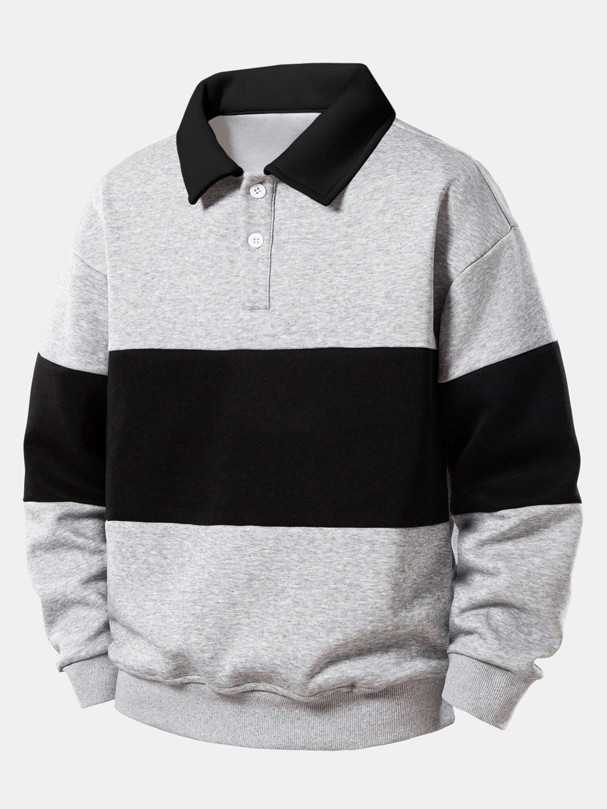 Men’s Cotton-Blend Polo Sweatshirt – Structured Long-Sleeve Casual Layer