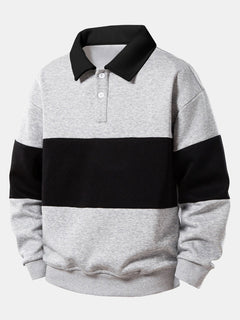 Men’s Cotton-Blend Polo Sweatshirt – Structured Long-Sleeve Casual Layer