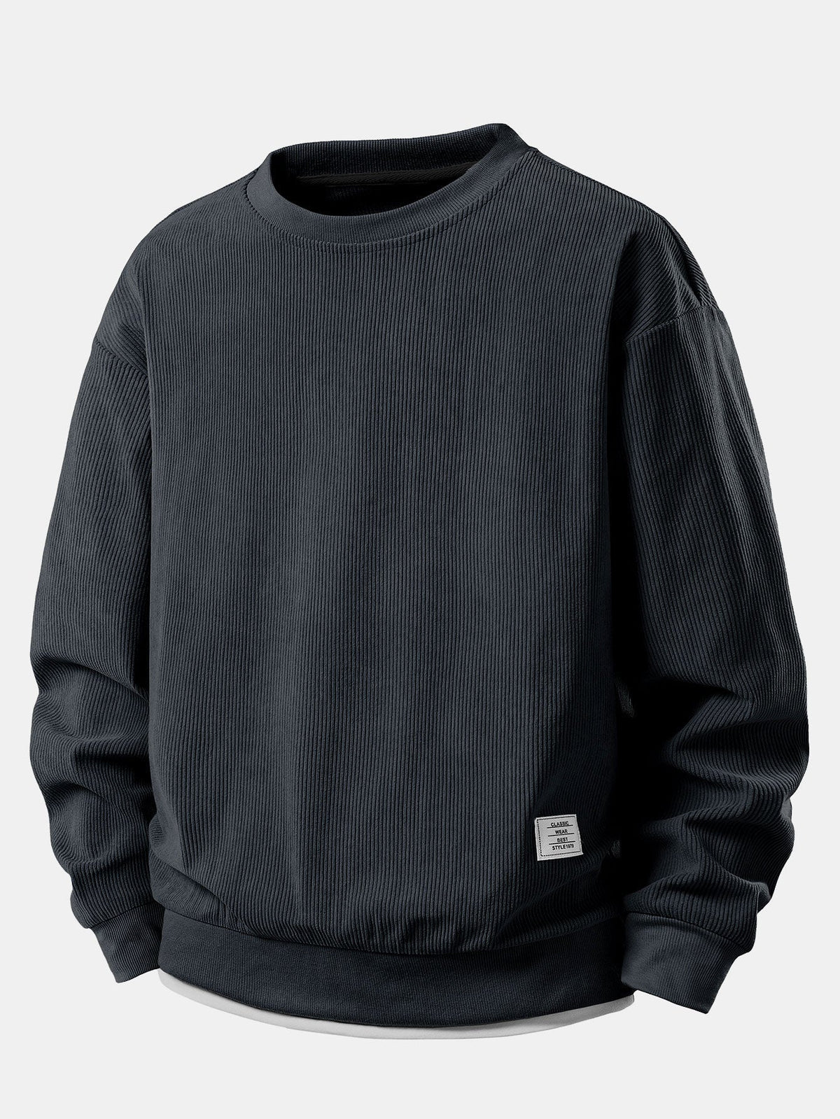 Men’s Layered Corduroy Crewneck Sweatshirt – Relaxed Everyday Pullover for Cooler Days