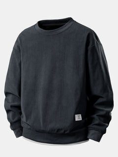 Men’s Layered Corduroy Crewneck Sweatshirt – Relaxed Everyday Pullover for Cooler Days