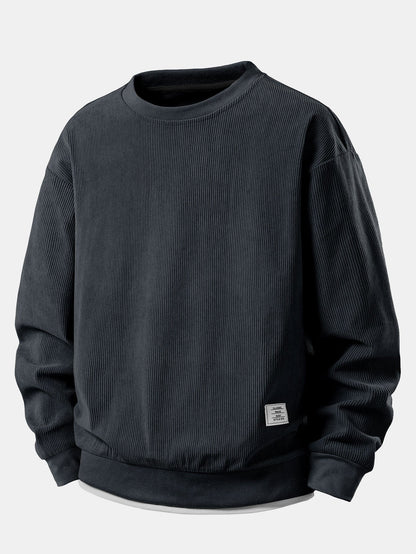 Men’s Layered Corduroy Crewneck Sweatshirt – Relaxed Everyday Pullover for Cooler Days