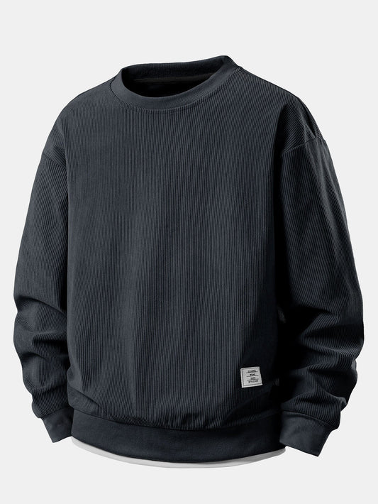 Men’s Layered Corduroy Crewneck Sweatshirt – Relaxed Everyday Pullover for Cooler Days