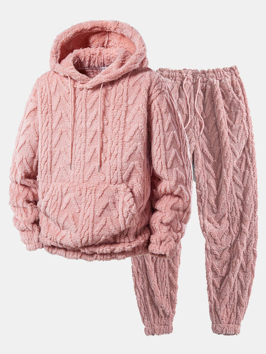 Men’s Teddy Fleece Two-Piece Set – Relaxed Hoodie and Joggers for Cold Days