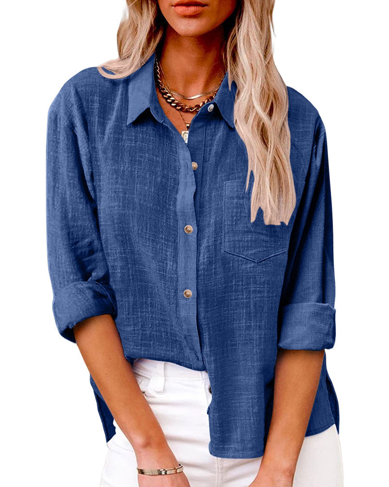 Women’s Oversized Shirt – Chest Pocket with Long Sleeves