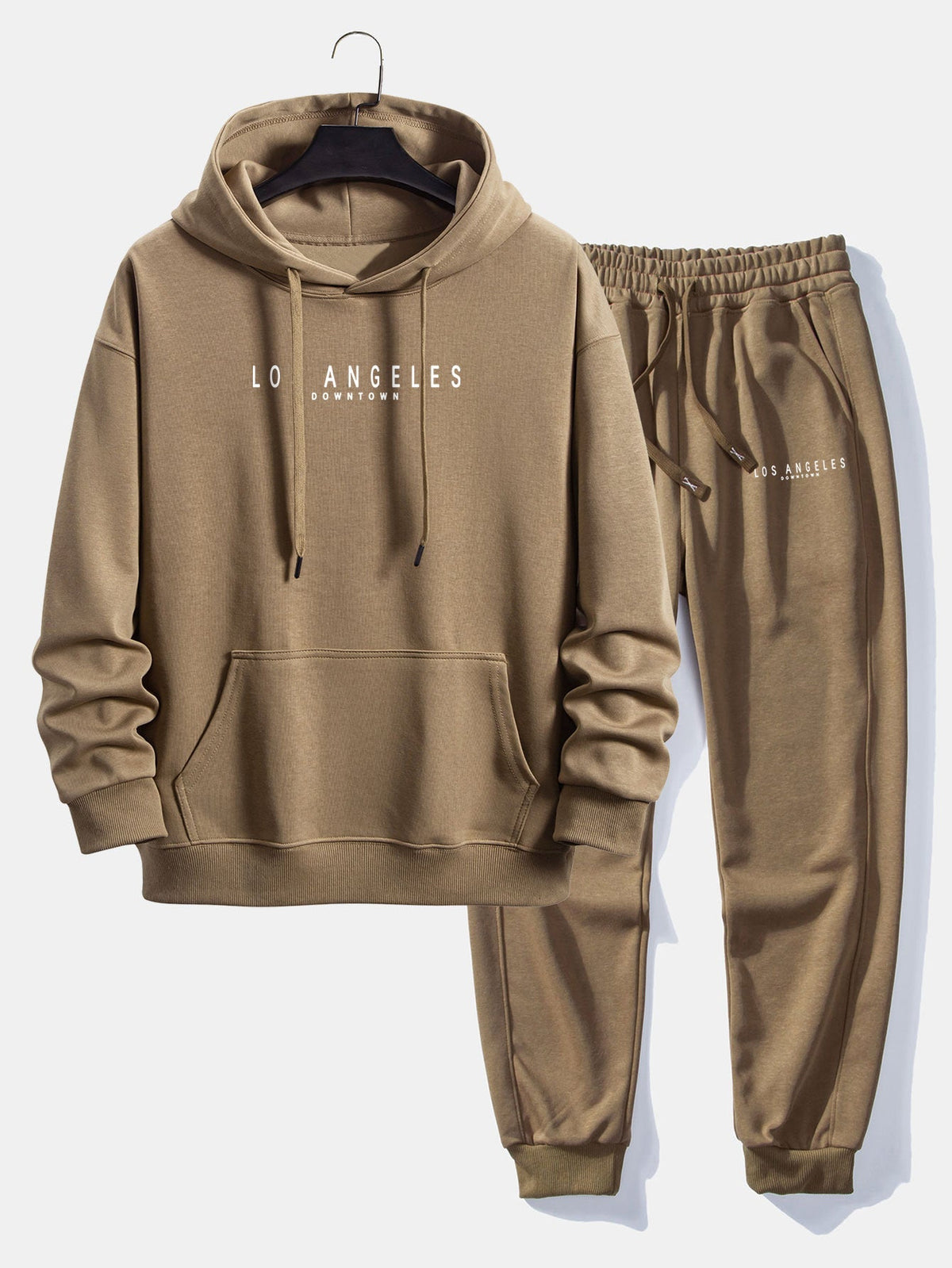 Men’s Relaxed Cotton Blend Tracksuit – Printed Hoodie and Joggers for Travel Days