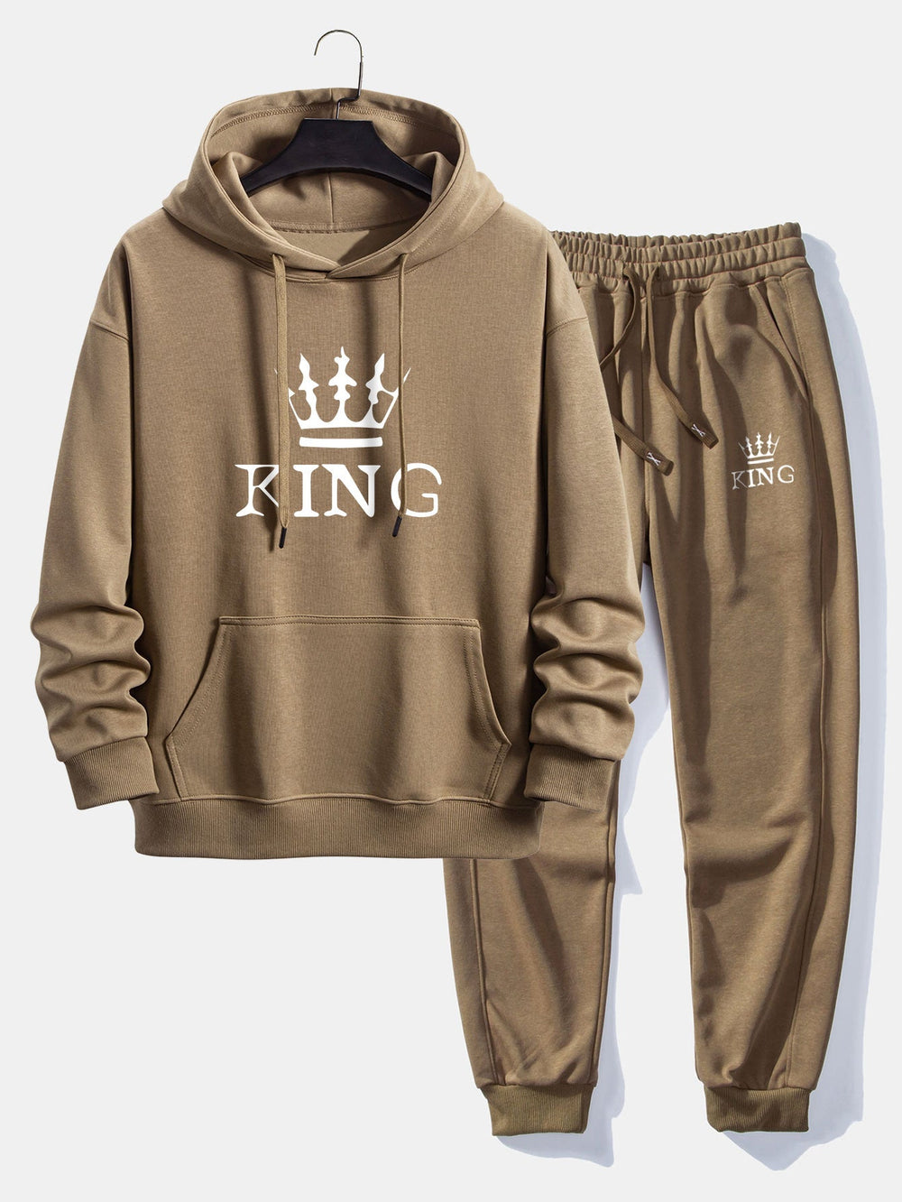 Men’s Printed Relaxed Tracksuit – Cotton Blend Hoodie Set for Streetwear and Travel