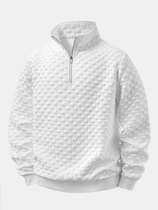 Men’s Jacquard Quarter-Zip Sweatshirt – Textured Regular-Fit Layer for Autumn Weekends