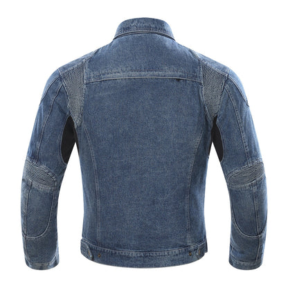 Men’s Protective Denim Motorcycle Jacket – Removable Lining with Integrated Riding Armour and Ventilation