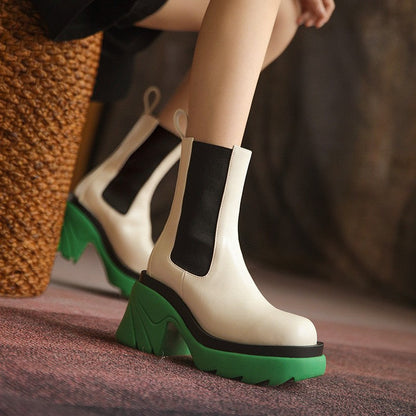 Women's Chunky Ankle Chelsea Boots - Lug Sole Pull-On Boot with Heel Tab - original product image 2