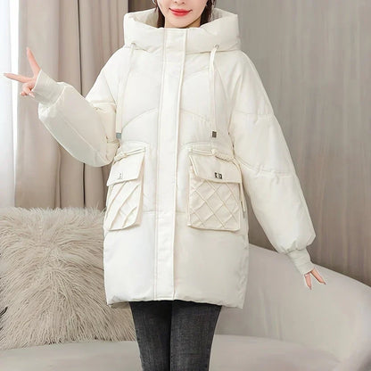 Women’s Hooded Longline Puffer Parka – Warm Utility-Pocket Winter Layer for Everyday Wear