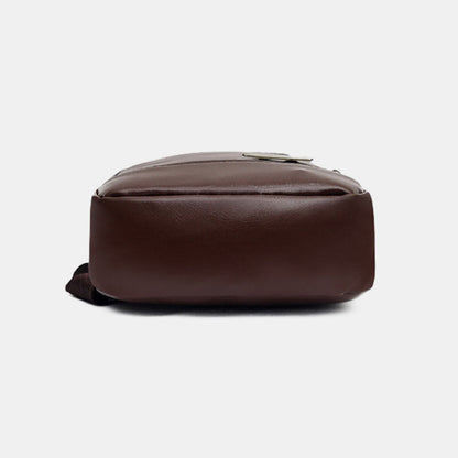 Men’s PU-Leather Sling Bag – Compact Crossbody Chest Pack with Adjustable Strap and Zip Pockets