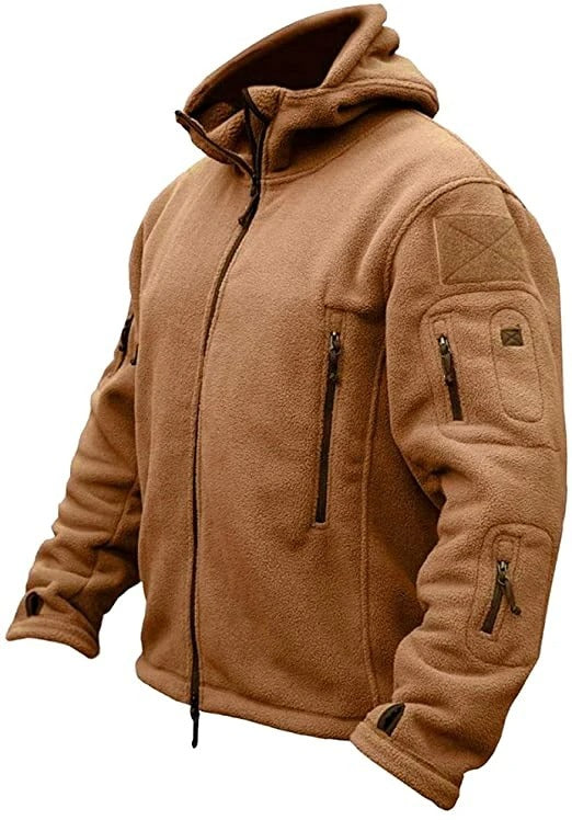 Men’s Hooded Fleece Jacket – Warm Multi-Pocket Outdoor Layer for Hiking and Everyday Wear