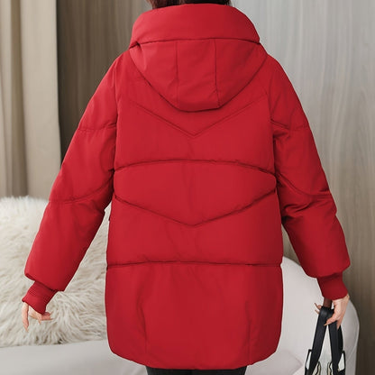 Women’s Hooded Longline Puffer Parka – Warm Utility-Pocket Winter Layer for Everyday Wear