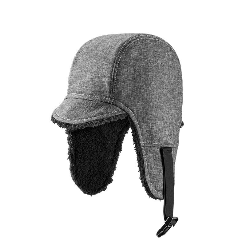 Unisex Fleece-Lined Winter Cycling Cap – Windproof Ear-Covering Hat with Adjustable Chin Strap