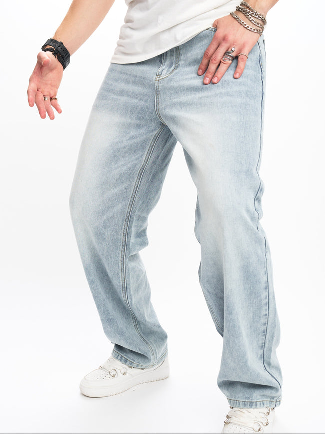 Men’s Relaxed Straight-Leg Jeans – Classic Denim for Everyday Casual Wear