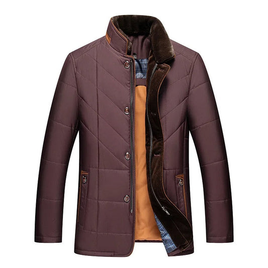 Men’s Quilted Winter Jacket with Plush Collar – Smart Insulated Layer for Cold-Weather Styling