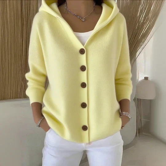 Women’s Hooded Cardigan – Soft Fleecy Knit with Side Pockets