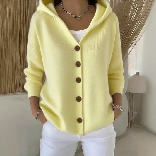 Women’s Hooded Cardigan – Soft Fleecy Knit with Side Pockets