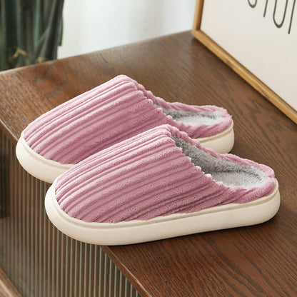 Women's Faux Fur Lined Corduroy Platform Clog Slippers