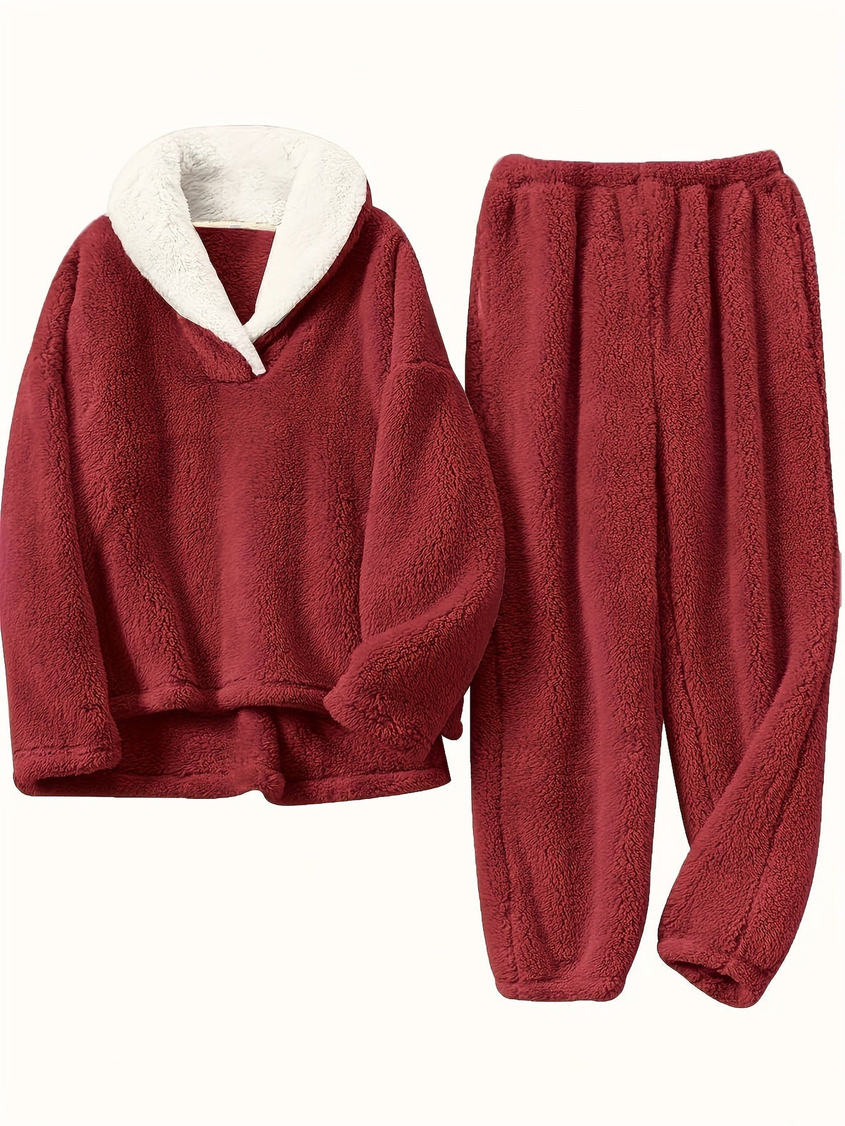 Women’s Lounge Set – Shawl Collar Top with Elasticated Waist