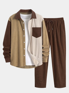 Men’s Corduroy Shirt Co-Ord – Straight-Leg Trousers for Autumn Casual Wear