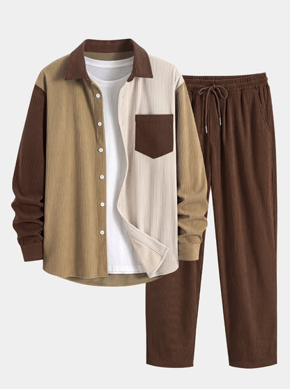 Men’s Corduroy Shirt Co-Ord – Straight-Leg Trousers for Autumn Casual Wear