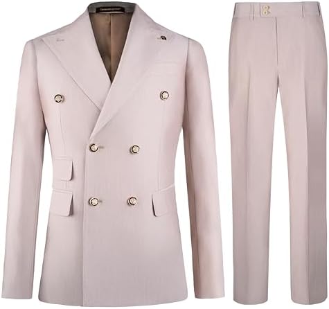 Men’s Double-Breasted Tailored Suit – Slim Formal Set for Weddings and Business