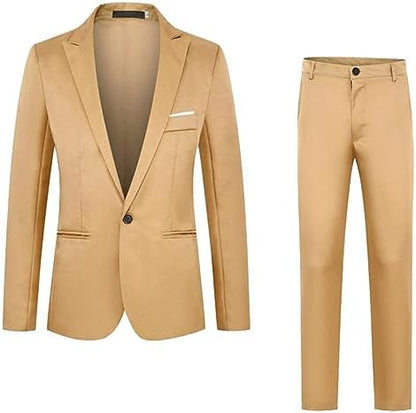 Men’s Slim Two-Piece Business Suit – Classic Tailoring for Formal Occasions