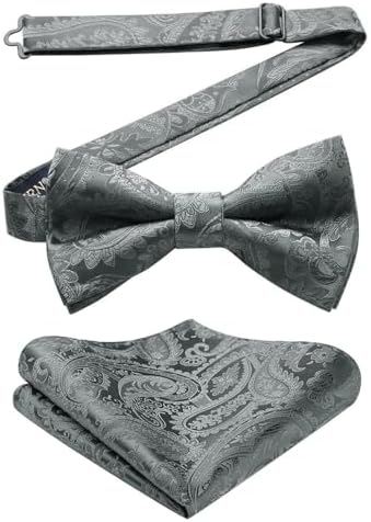 Men’s Paisley Bow Tie Set – Refined Formal Accessories for Weddings and Events