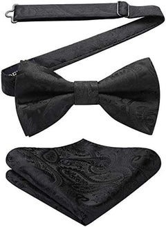 Men’s Paisley Bow Tie Set – Refined Formal Accessories for Weddings and Events