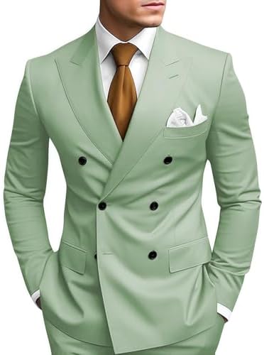 Men’s Peak-Lapel Double-Breasted Suit Set – Slim Occasion Tailoring for Weddings and Proms