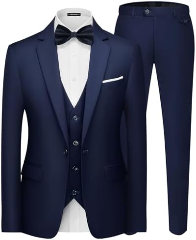 Men’s One-Button Three-Piece Suit – Streamlined Formal Set for Weddings and Business